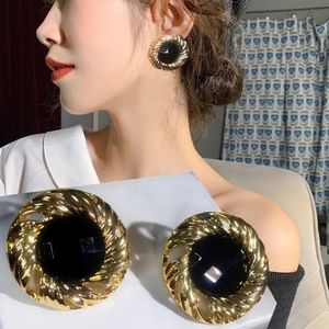 Vintage Black and Gold Stud Statement Earrings